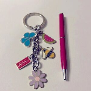 Coach Keychain and Pen Set